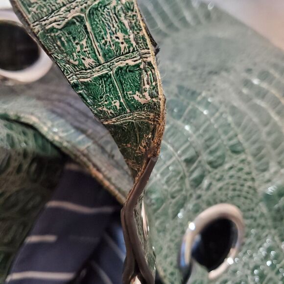 Steven By Steve Madden Green Faux Snakeskin Large Shoulder Bag Tote w/Silver - Picture 10 of 10